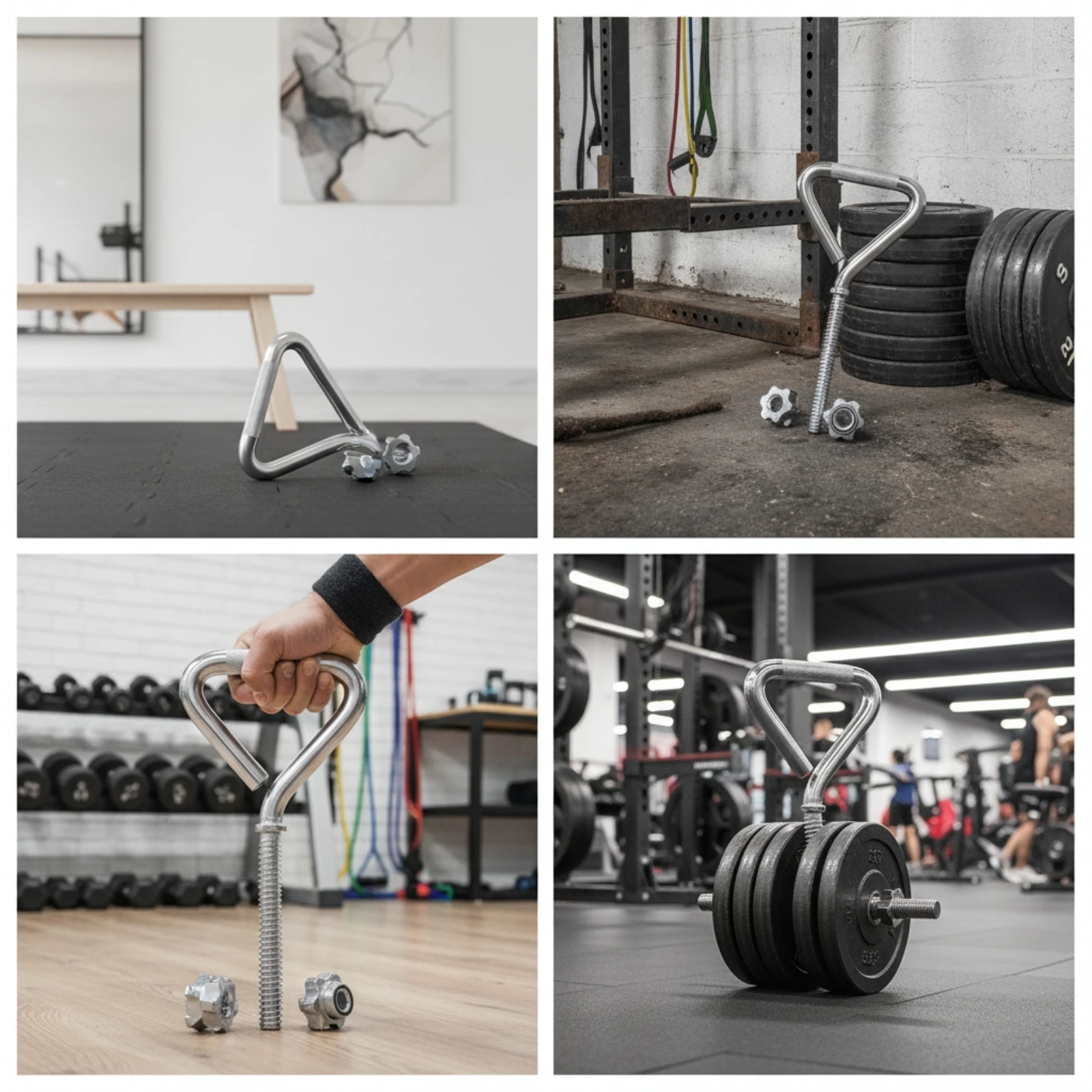 Kettlebell Handle Attachment Knurled Adjustable Kettlebell Handle Weight Training Accessory Chrome Plate-Loaded