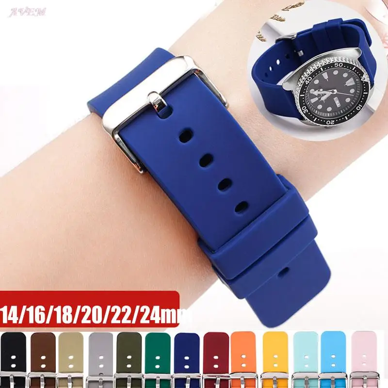 12 14 16mm 18mm 20mm 22mm 24mm QUICK RELEASE สําหรับ Huawei GT 2/3 สร้อยข้อมือ Smartwatch Samsung Galaxy นาฬิกา 5/4 ซิลิโคน