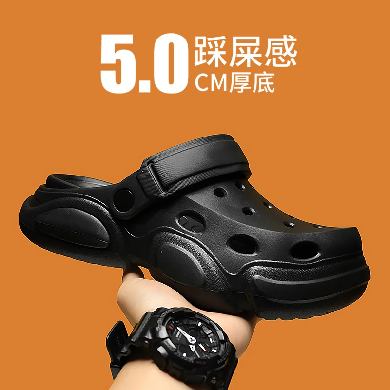 New Men's Clogs Slippers Sandal Garden Shoes Thick Sole Outdoor Beach Sandals Male Casual Sandals Indoor Flip Flops Home Clogs