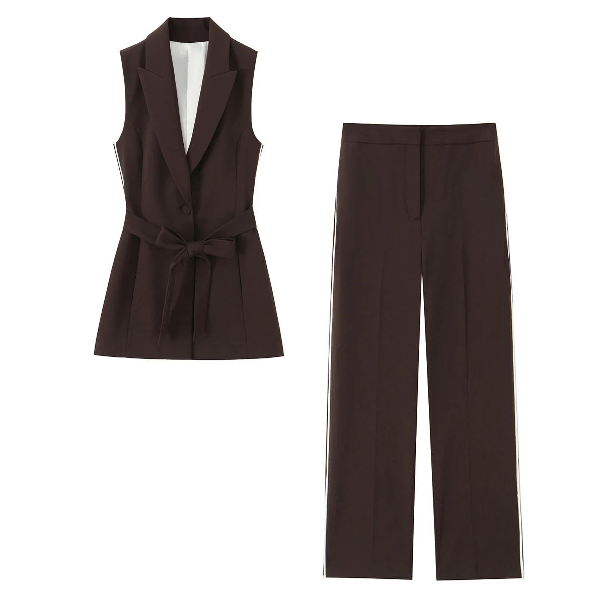 Frauen Blazer Weste Hosen Outfits Chic Seite Helle Dame Anzug Set Büro Mode Mit Gürtel Weste Mantel Oder Gerade Lange Hosen