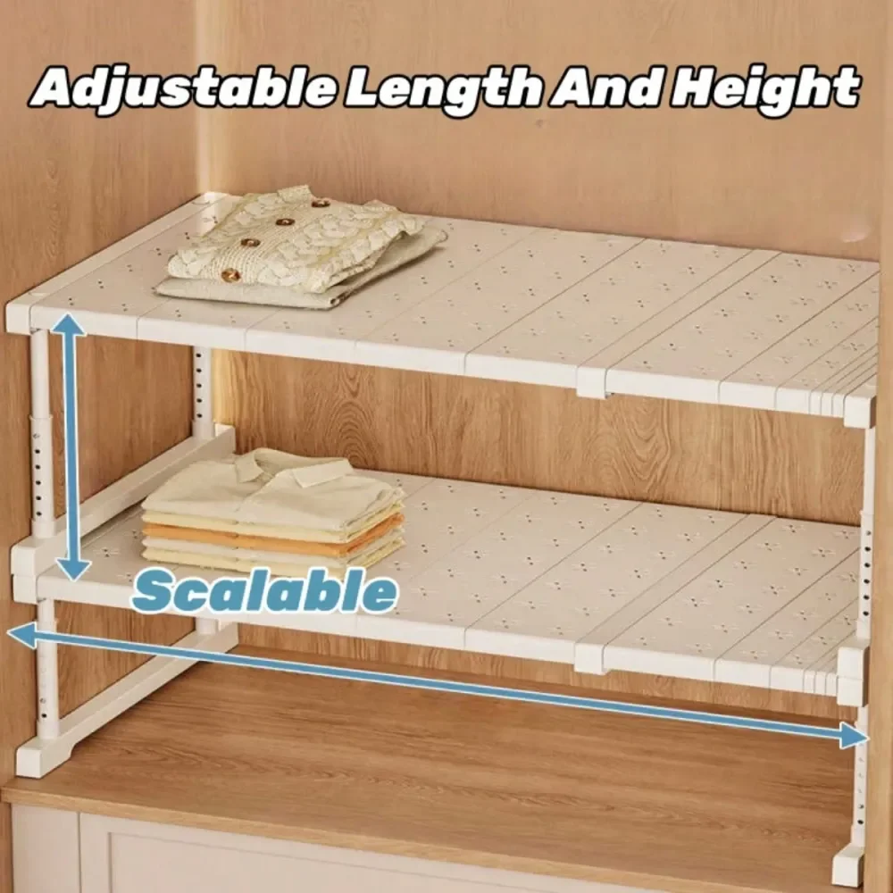 

Раздвижная металлическая полка-органайзер для шкафа, разделители для кухни, ванной, спальни, DIY