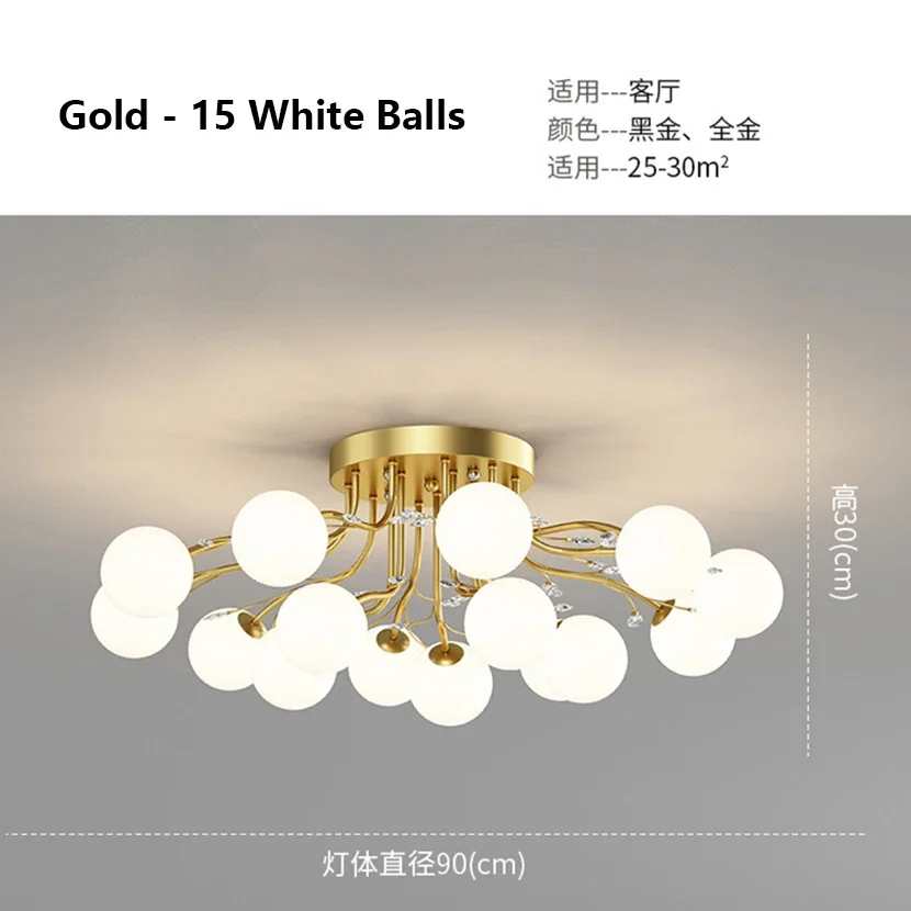 Nordic Glazen Bol Plafond Kroonluchter Goud voor Woonkamer Eetkamer Slaapkamer Decor Hanglamp Thuis Binnenverlichting lusters Armatuur - afbeelding 1