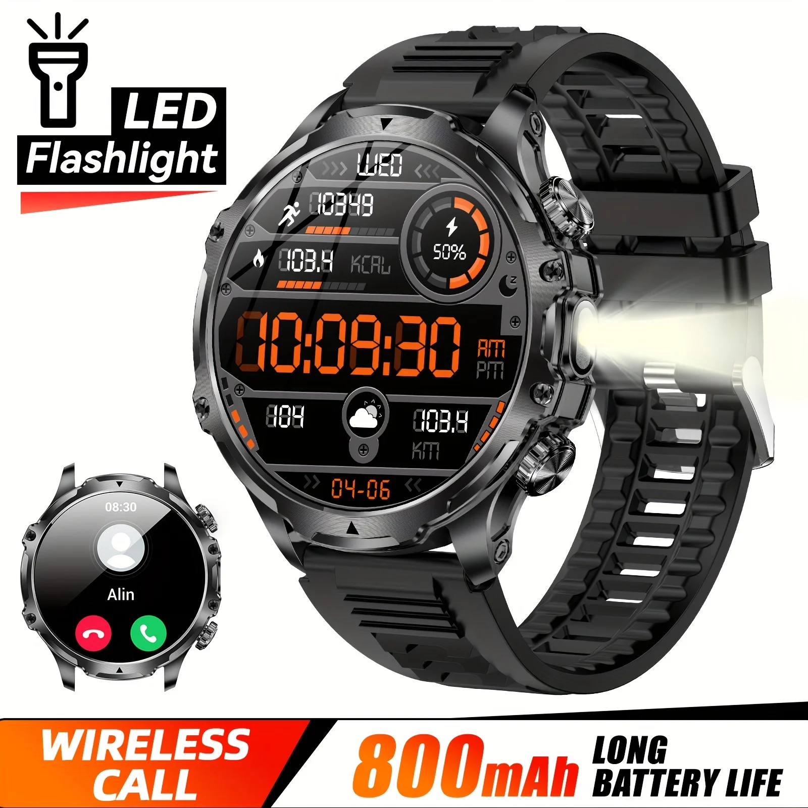 

2025 New Men's Outdoor Sports Smartwatch 1.9-Inch High-Definition Resolution 360 * 360 IPX8 Waterprof Watch For Andorid IOS