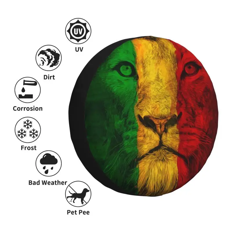 Cubierta de neumático de rueda de repuesto con bandera de Jamaica de León Rasta personalizada para Prado Pajero Reggae jamaicano Jeep RV SUV remolque accesorios para vehículos