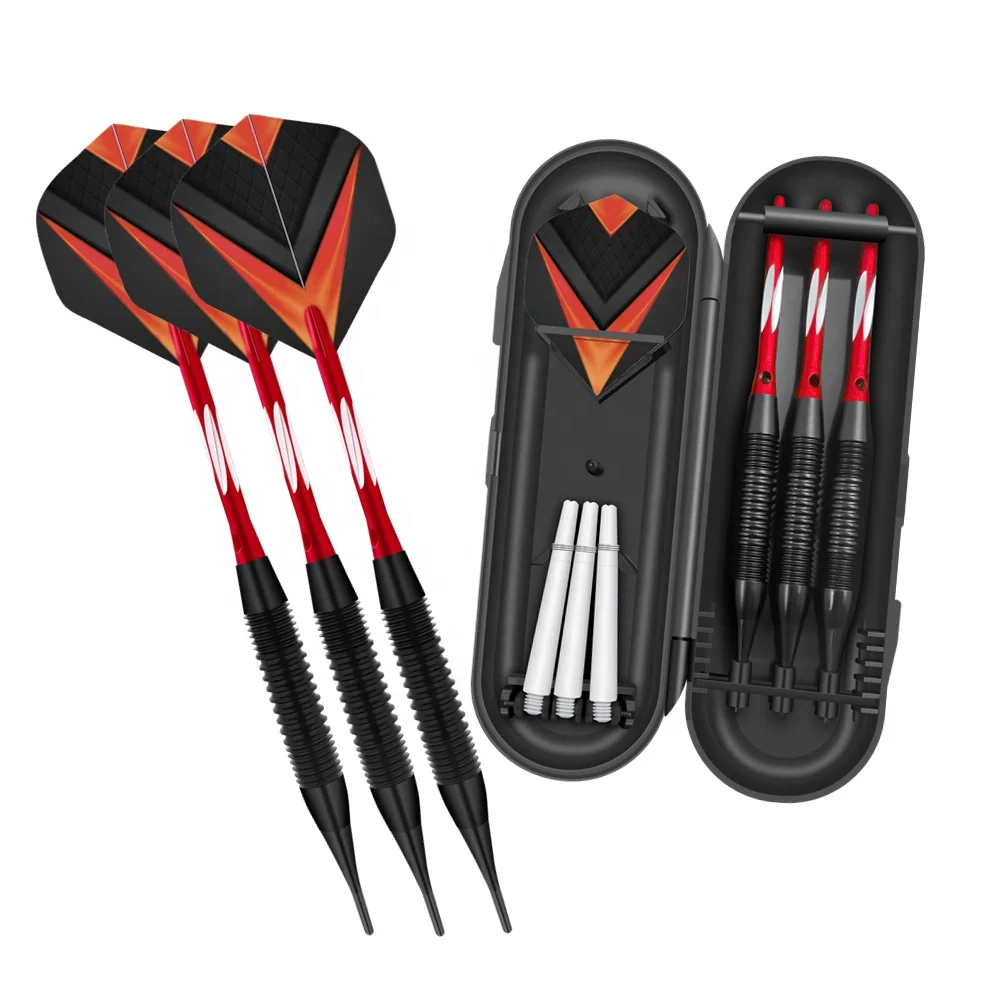 Hot sale 3pcs Plastic Tip Darts Case Set Soft Nylon Tip Darts Aluminum Shaft PET Flights Iron China Dart Factory