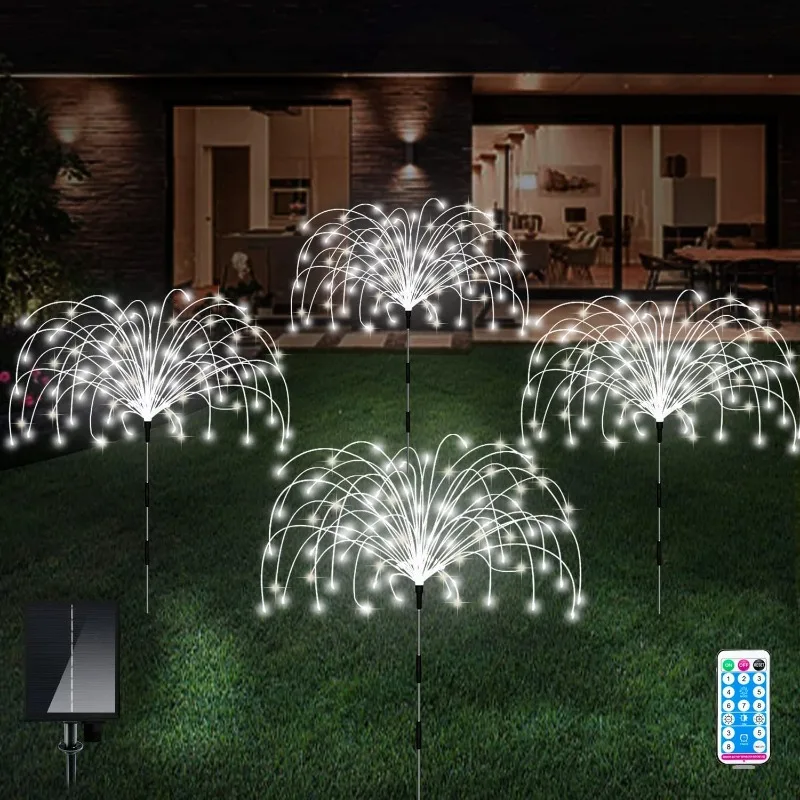 

Solar Outdoor Lights,4 Pack 120 LED Waterproof Solar Firework Lights are 8 Modes Decorative Sparkles Stake Landscape Light,Garde