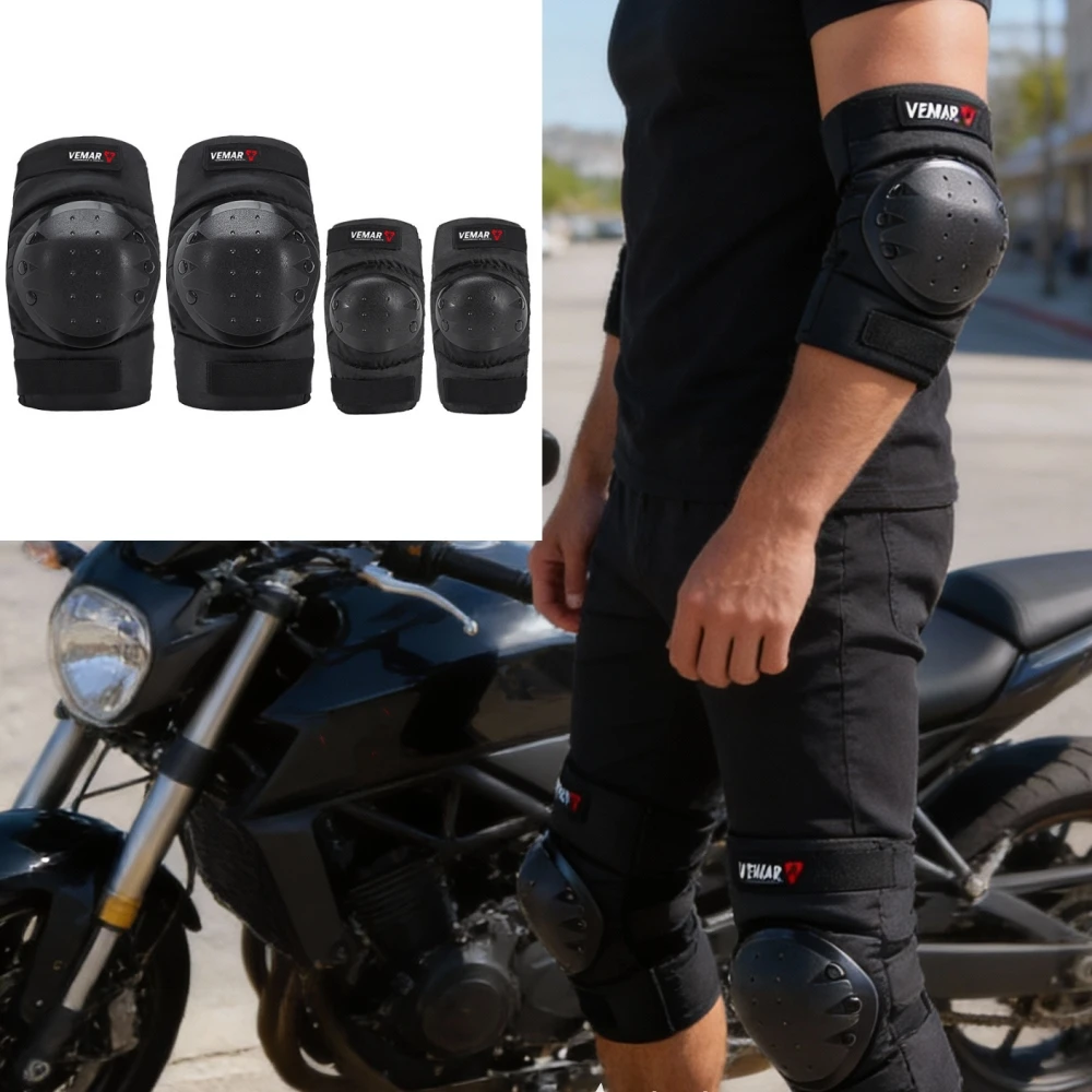 

VEMAR Полный комплект из 4 мотоциклетных наколенников и налокотников — шорты унисекс для мотокросса, езды по бездорожью