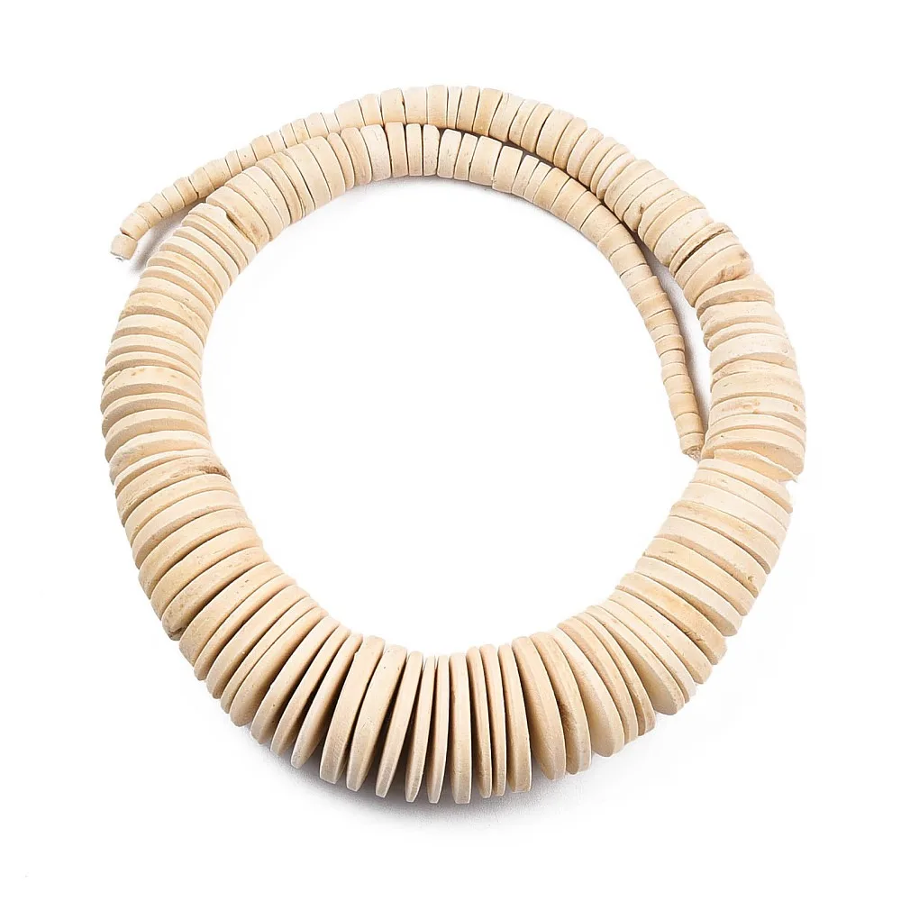 1strand Coconut Beads Strands  Flat Round Wheat 6~26x2~7mm Hole: 1mm 95~125pcs/strand 18.70 inch(47.5cm)