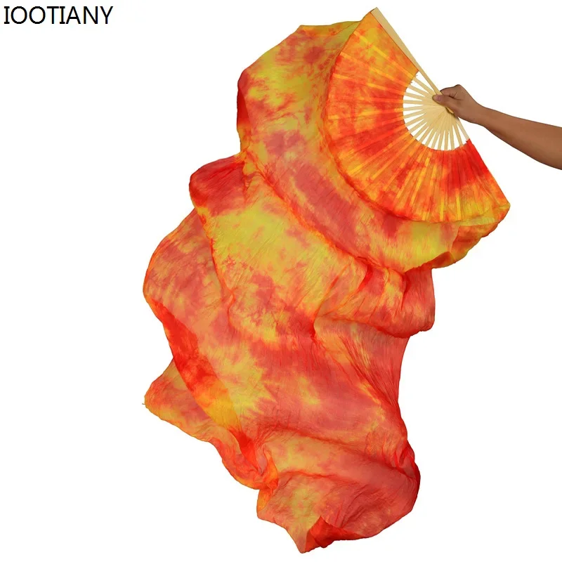 

CosplayNew Belly Dance Double Fan Extra Long Dance Fans Belly Dance Silk Tie Dye Props Colourful Long Silk Fan Silk Long Accesso