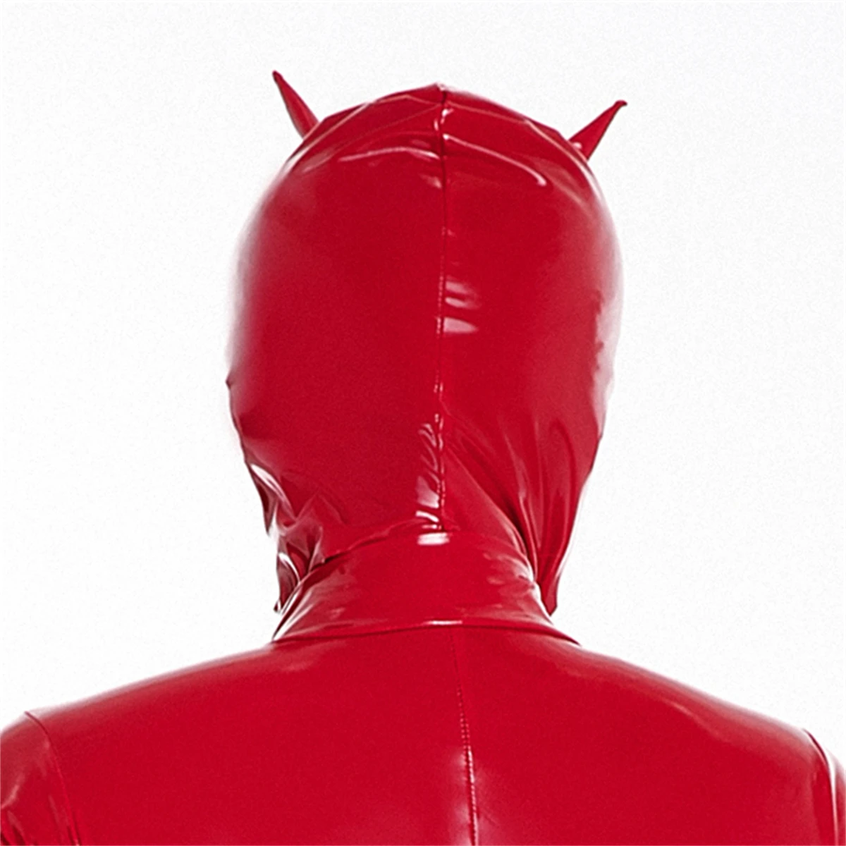 Nuove donne sexy Wetlook Lattice Occhi aperti e bocca Copricapo Cappuccio Maschera Copricapo in pelle PVC per costumi di Halloween Cosplay Party