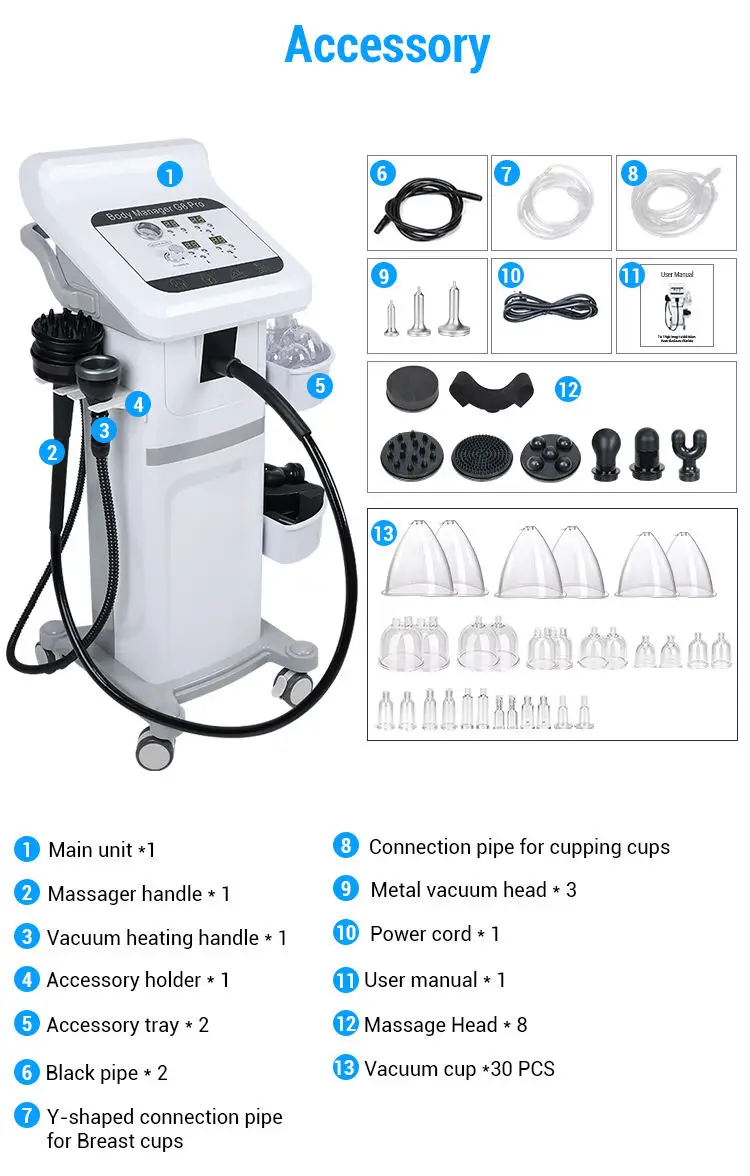 TopElec Newest G8 Pro 8 Vibration G8 Massager Head & Vacuum Cups Cellulite Removal G8 Massage Machine