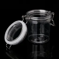 120ML Plastic Round Clip Top Storage Jar With Airtight Seal Lid Kitchen Con