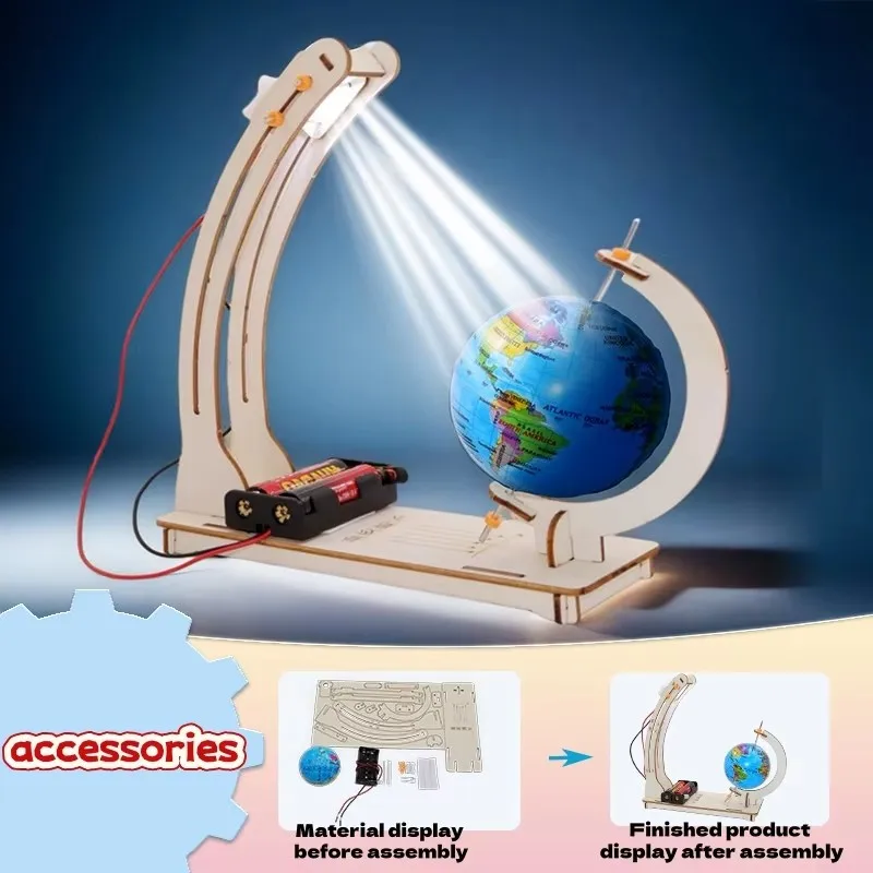 DIY Erdmodell mit Tag-Nacht-Zyklus, Wissenschafts-Set, MINT-Lernspielzeug, Physik-Globus, Handgefertigtes Holzspielzeug für Kinder und Klassenzimmer – Detail 1