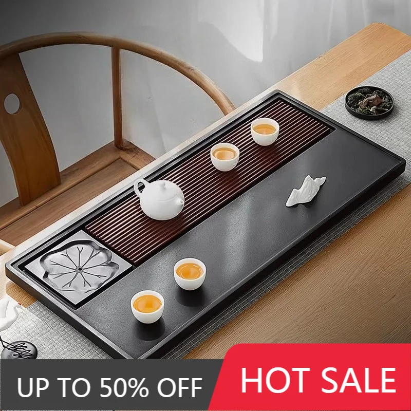 Rectangle Long Tea Tray Luxury Office Valet Kitchen Chinese Living Room Black Tea Tray Hospitality Bandejas Home Decorationgs