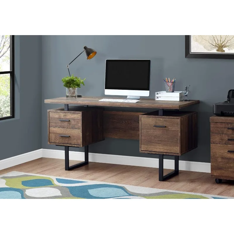 Computer Desk with Drawers - Contemporary Style - Home & Office Computer Desk with Metal Legs - 60