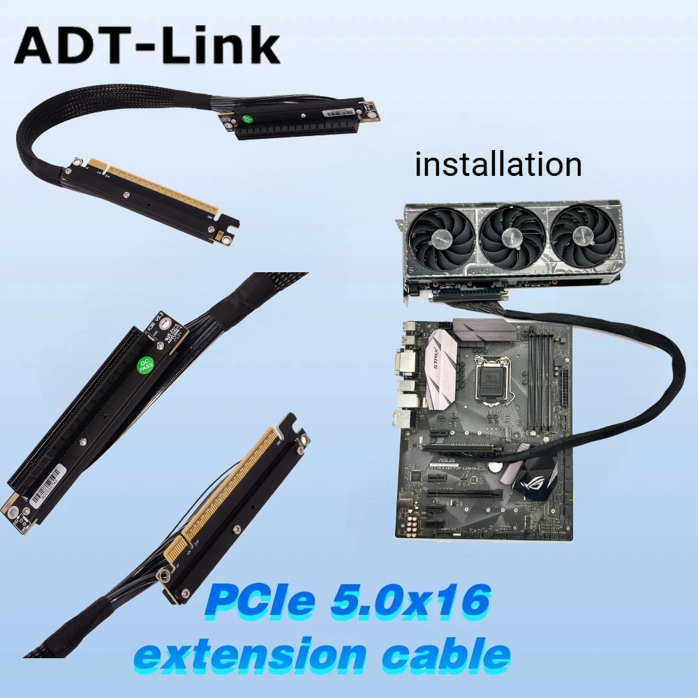 Dual Reverse Riser Cable Right-Right&Left-Left Bending Cable PCIe 5.0 x16 Soft GPU Extension For GEN5 Graphics RTX5090 RX90 GPUs