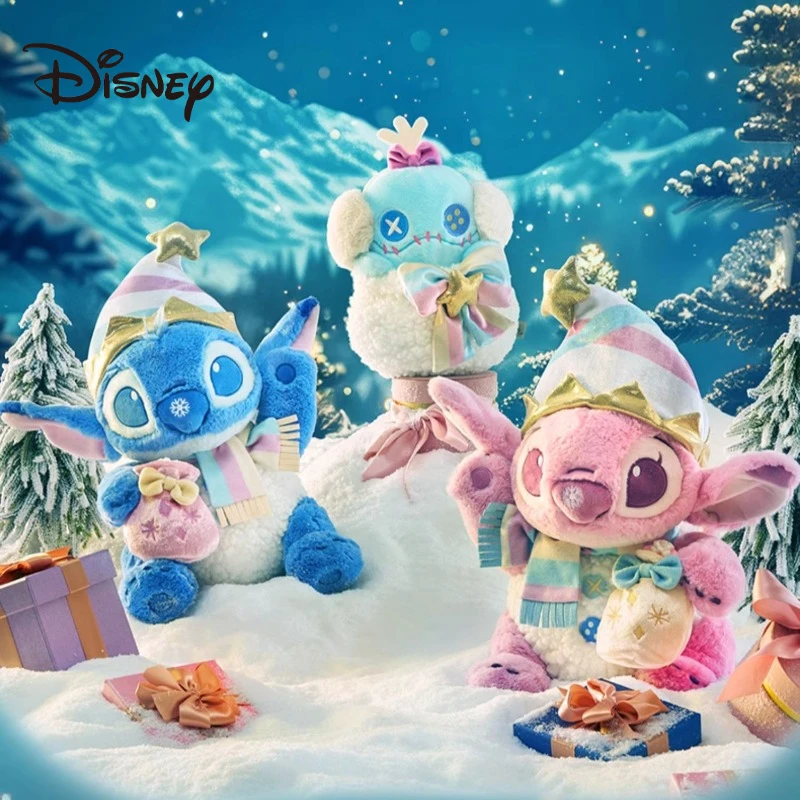 Lilo & Stitch and Angel Christmas Plush Toys Disney Anime Kawaii Little Gold Doll Scarf Children's Accessories Children's Gifts