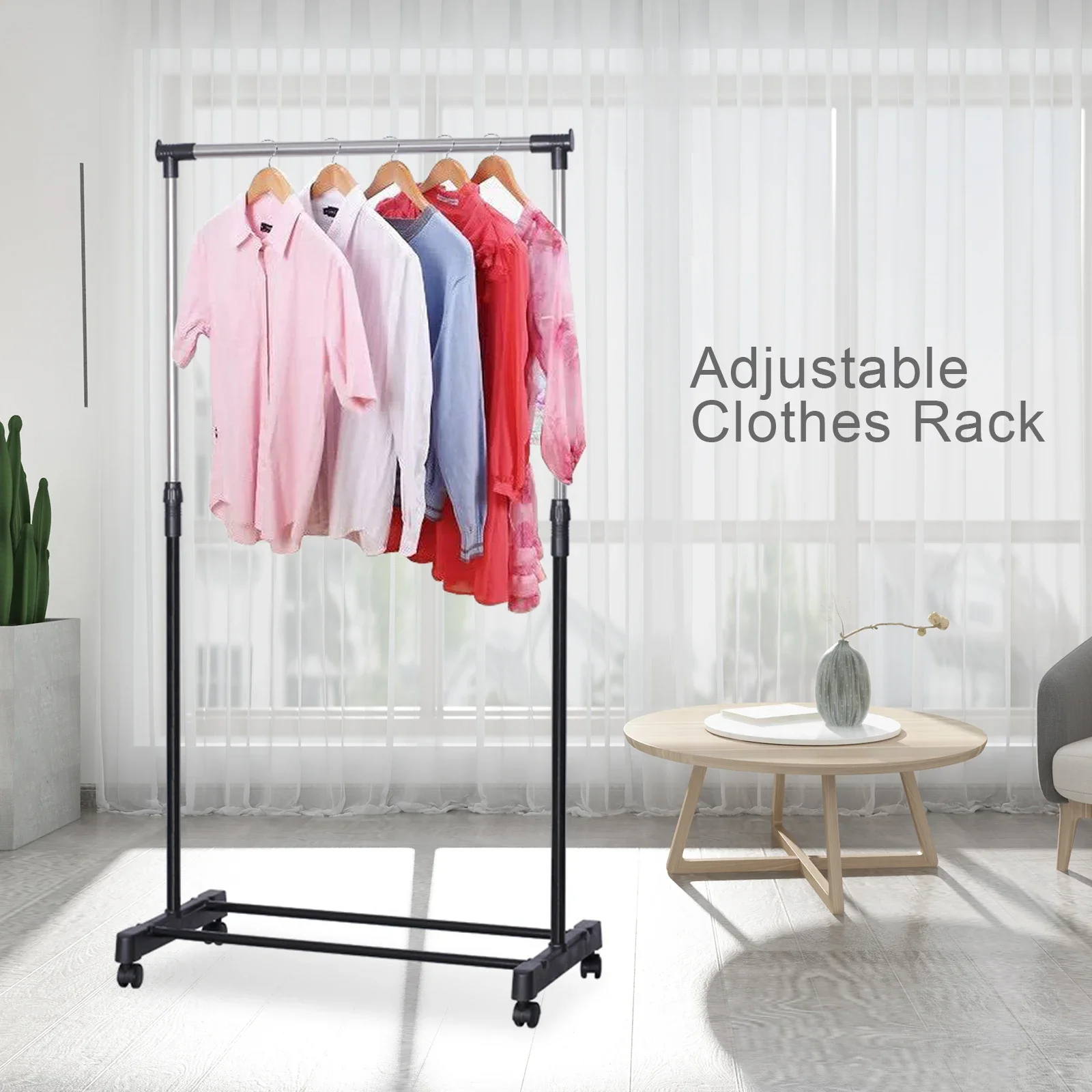 Laundry Drying Rack Clothes Storage Hanger Stand Black All-round Three-dimensional Ventilation w/ Brake Roller