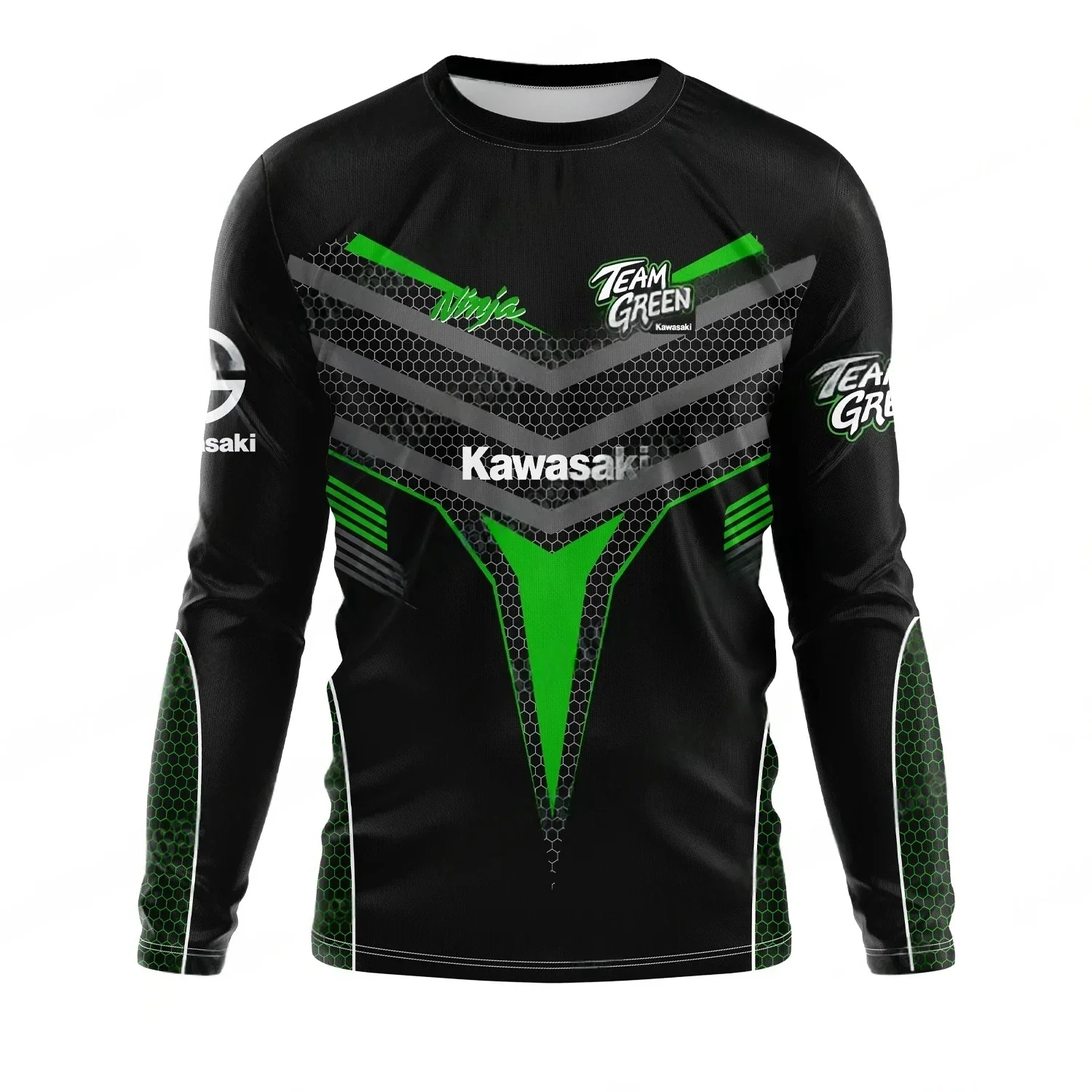 

Men's Summer Round Neck Long Sleeve T-Shirt Simple Leisure Kawasaki Breathable Quick-Drying Comfortable Outdoor Sports Top