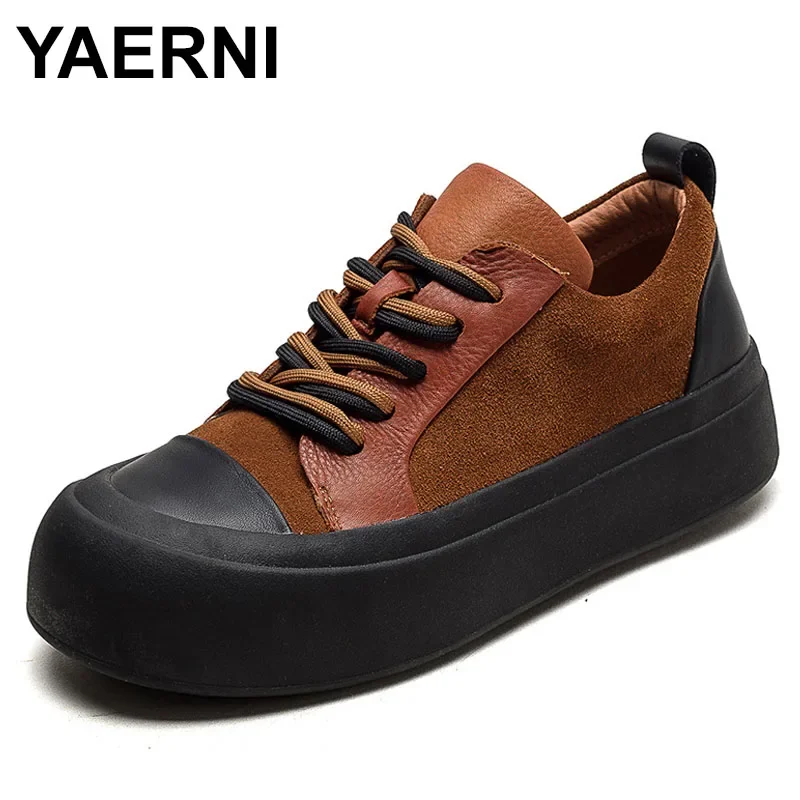 

Genuine Leather Suede Trend Board Shoes for Men Korean Design Style Hot Sales Thick Platform Casual Sports Vulcanized Shoes Male