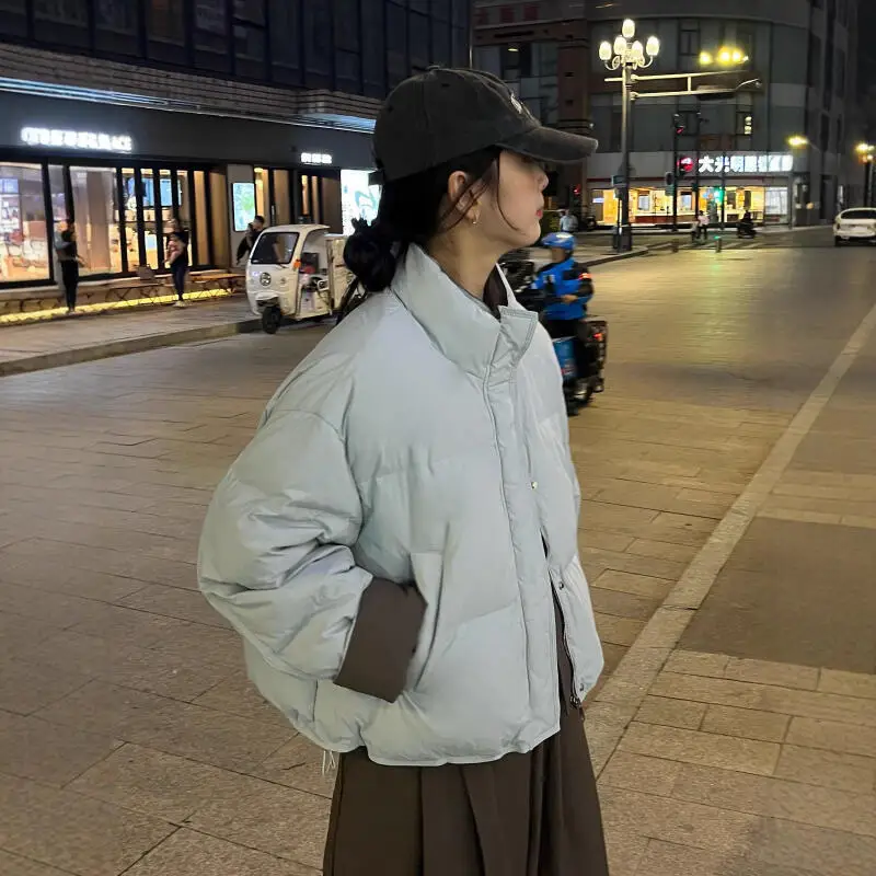 Chaqueta de pan versión coreana para niña, chaqueta acolchada de algodón de estilo corto, chaqueta acolchada gruesa de estilo corto para mujer, mantiene el calor en invierno
