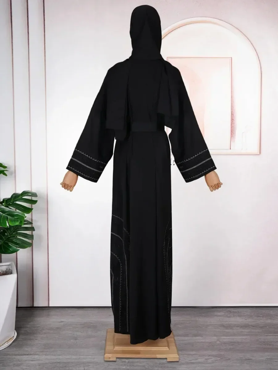 Kleidung für muslimische Frauen schwarz Abaya Dubai muslimischen Hijab Kleid Kaftan Langarm Kimono Robe Femme Abaya Outfits muslimisches Kleid