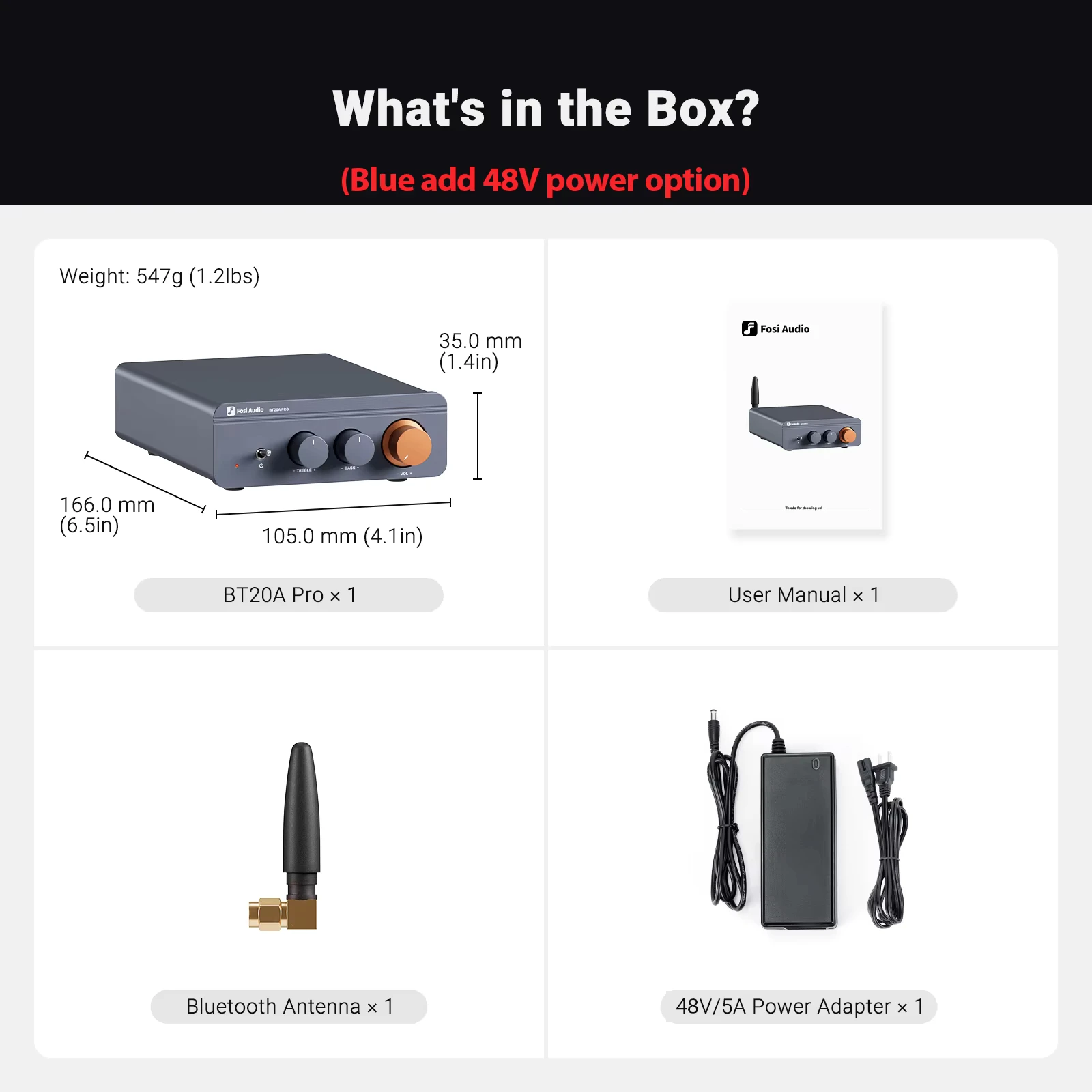 Fosi Audio Bluetooth Hifi Stereo Home Amplifier Tpa3255 300W X2 Mini Hifi Klasse D Power Bt20A Pro Amp Bass Treble voor Home Theater