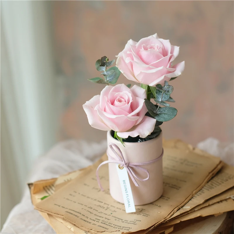 4pcs Mini Flower Box Wedding Bouquet Packaging Case Portable Hug Bucket for Birthday Favors Party Flower Gifts Decoration Vase