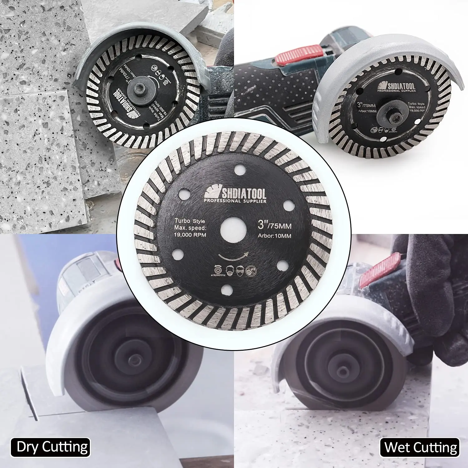 SHDIATOOL Dia75mm الماس قطع المنشار شفرة دائرة أسطوانة تقطيع للطوب الخرساني الجرانيت البناء البسيطة 3 بوصة توربو القرص القاطع