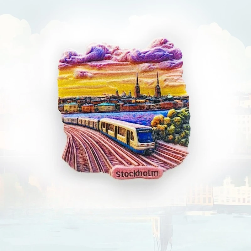Imán para nevera de Estocolmo Metro, recuerdo del metro sueco 3D, arte colorido de Tunnelbana, regalo único escandinavo con imán fuerte
