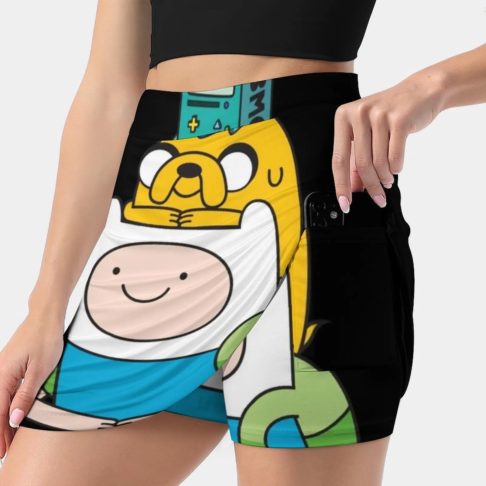 Finn Jake Bmo Women's skirt Mini Skirts A Line Skirt With Hide Pocket Adventuretime Bmo Gamer Game Game Life Cute Adventure