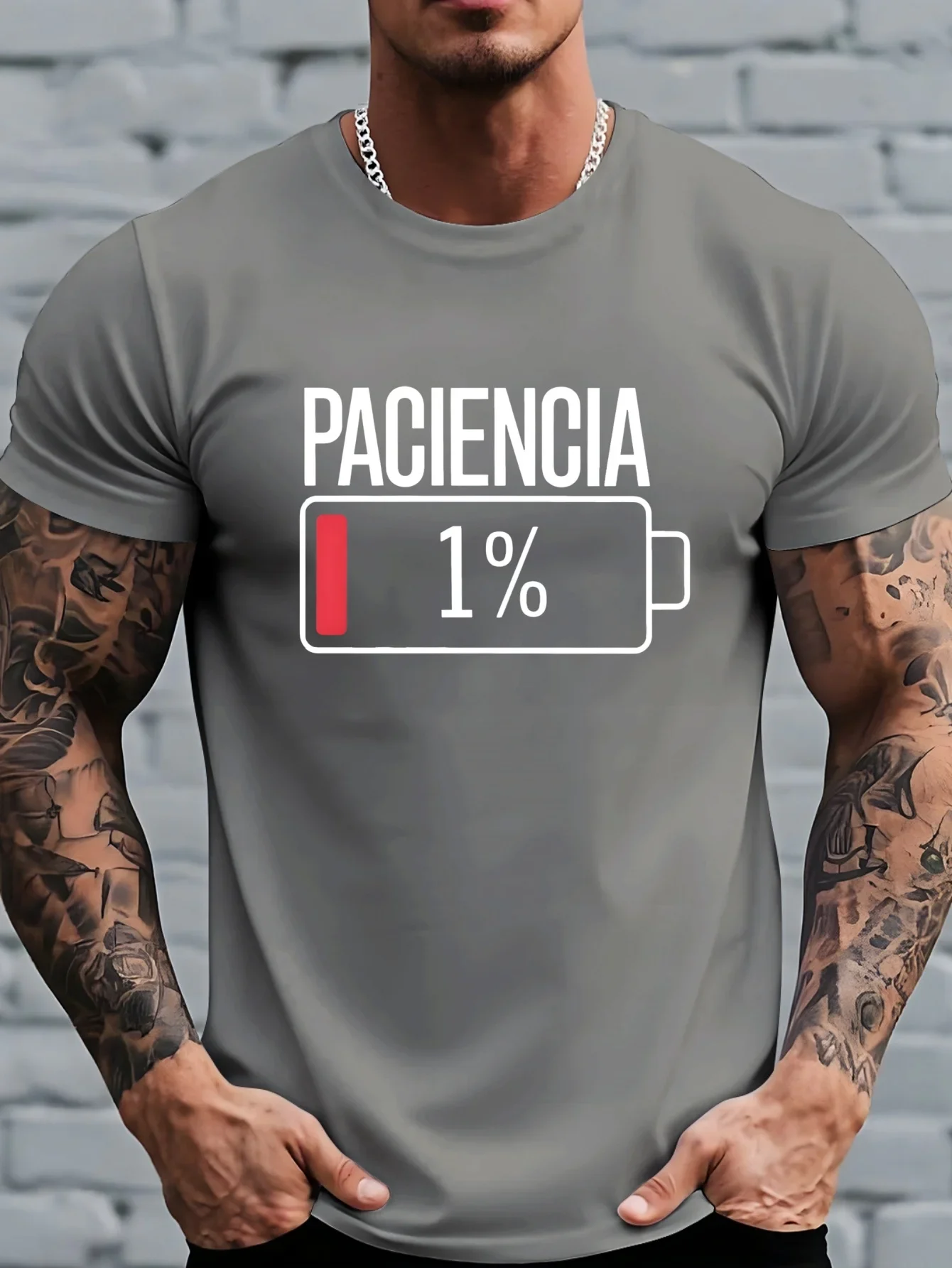Funny Paciencia Bateria 1 Por Ciento Spanish Humor Graphic T Shirt Summer Casual Crew Neck Short Sleeve Tee Fashion Tops