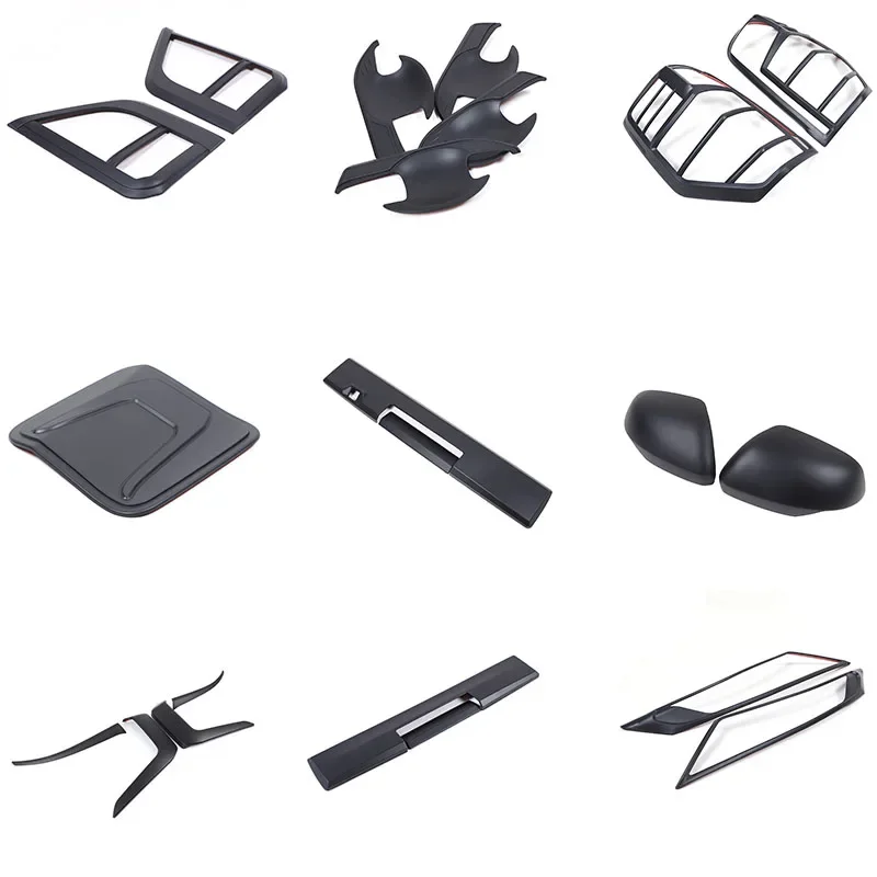 For Mitsubishi L200 Triton 2019-2023 ABS matte black car exterior door bowl tail light frame decorative sticker car accessories