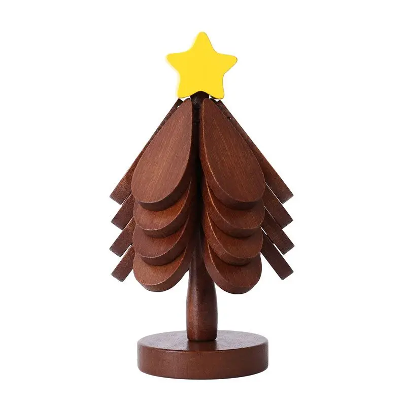 Premium Christmas tree thermal insulation pad, table ornament creative a tree solid wood anti-scalding pot pad