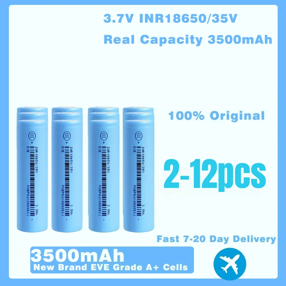 

Новые литиевые аккумуляторы 18650 2025 года, 3500 мАч, 3.7В, 10А, INR18650, реальная емкость 3500 мАч, для мощных фонарей, перезаряжаемые.