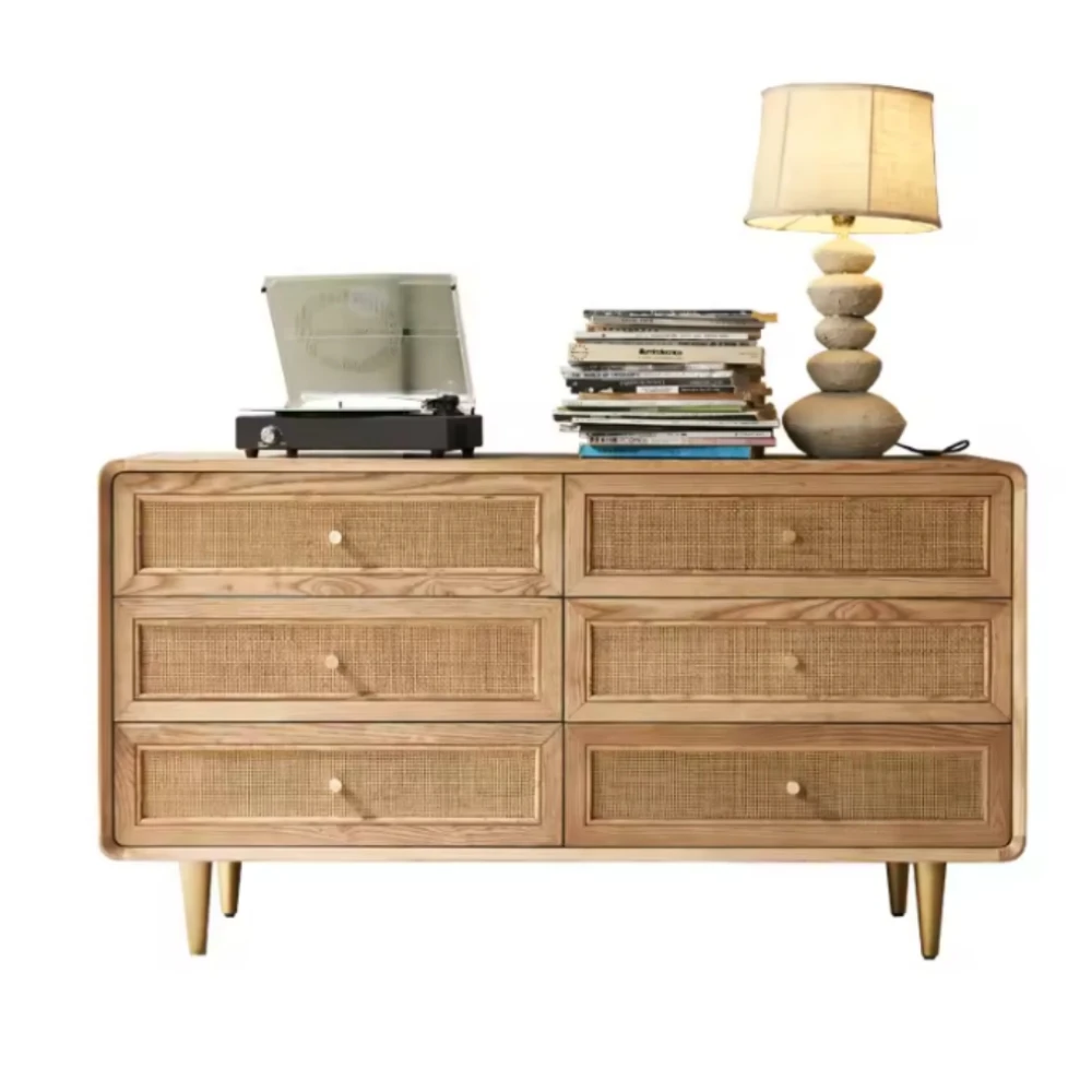 Mid Century Modern Nordic Ash Solid Wood Sideboard Cabinet Handmade Eco Friendly Durable Buffet with Large Storage Capacity