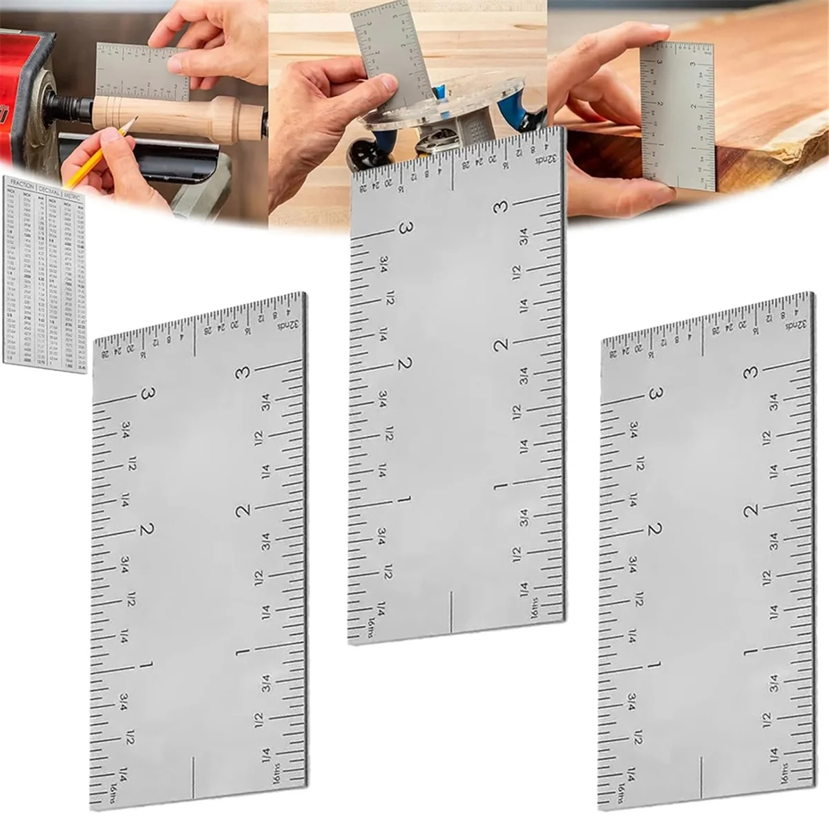 

A002 Линейка с квадратным краем, Линейка по дереву, Линейка с квадратным краем из нержавеющей стали, Прямая лестница, угол, 3 шт.