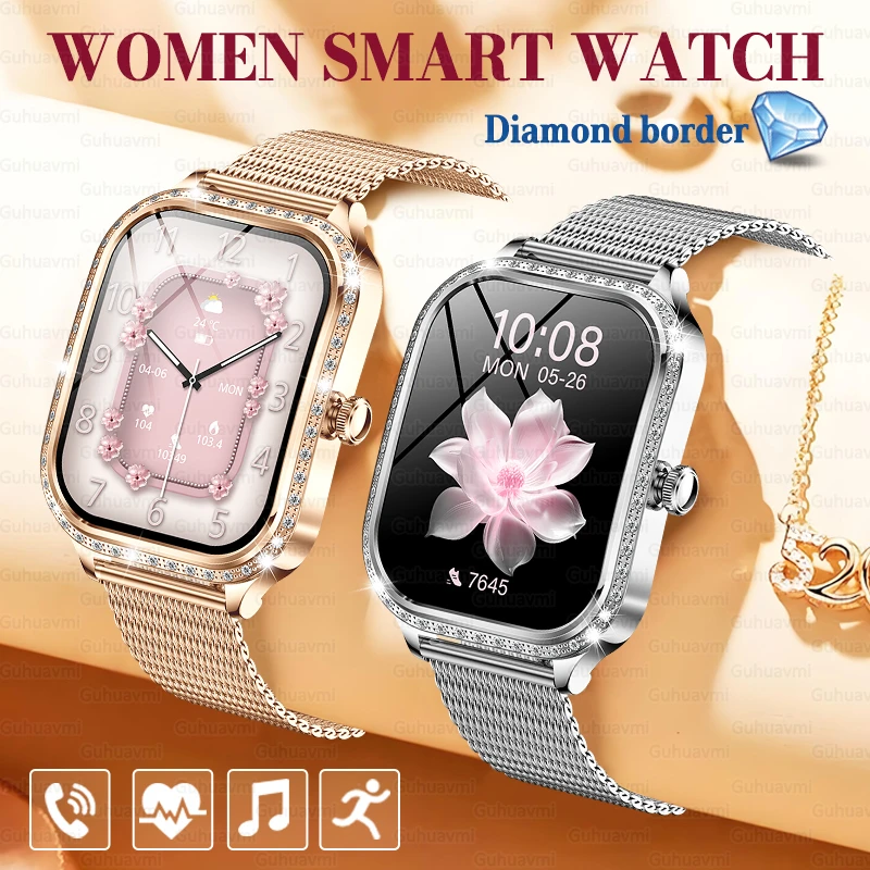 

1.75''High-end Curved Screen Smartwatch Women Health Heart Rate BT Call IP68 Waterproof Lady Fashion Smart Watch For Android IOS