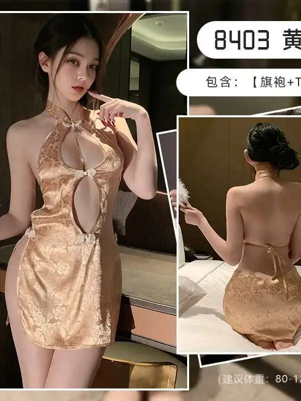 Ancient Costume Sexy Female Hollow Out Backpack Hip Sleeping Ancient dress elegant sweet mini dress gold sweet korean tops CVQ3