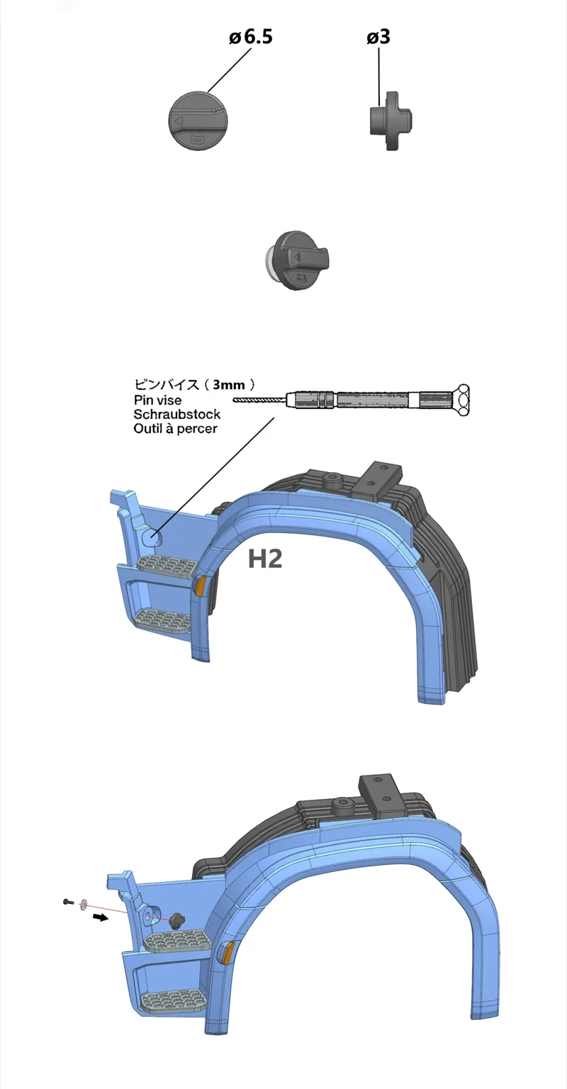 1/14 rc 770s modelo caminhão tampa do tanque de combustível tampa ureia para tamiya 1/14 caminhão trator 770s 56368 56371 diy acessórios decorativos