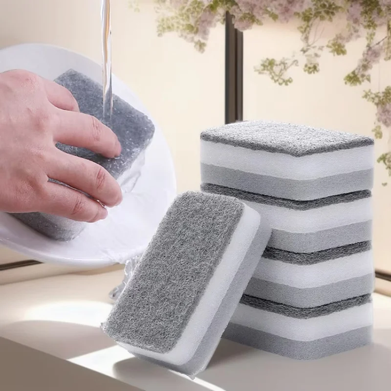 5/10/20 Pieces Double-sided Cleaning Sponge Pot Cleaning And Maintenance Washing Sponge Household Grinding Pad Tool Set Sponge