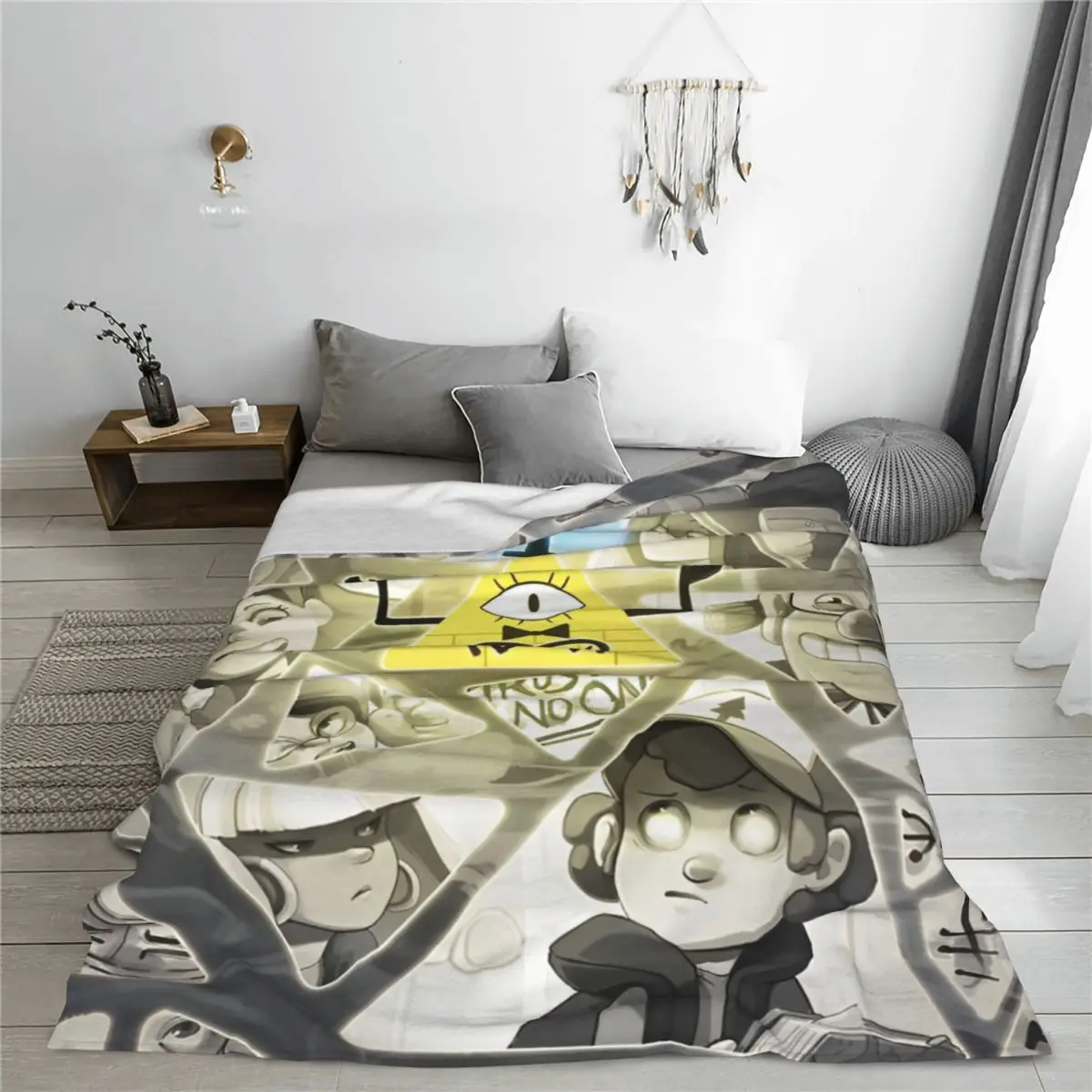 Gravity Falls Bill Cipher Blanket Flannel Textile Decor Cartoon Anime Portable Lightweight Throw Blankets Bedding Outdoor Quilt