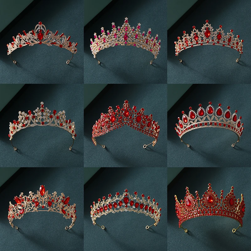 Itacazzo bridal headwear crown, classic red - ColourTiras suitable for women's weddings and birthday parties