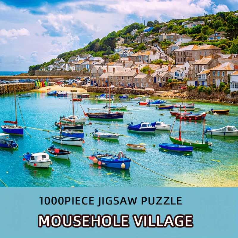 

1000 Piece Jigsaw Puzzle 70x50cm - Mousehole UK Coastal Village Landscape for Adults & Families,Large Puzzle Art