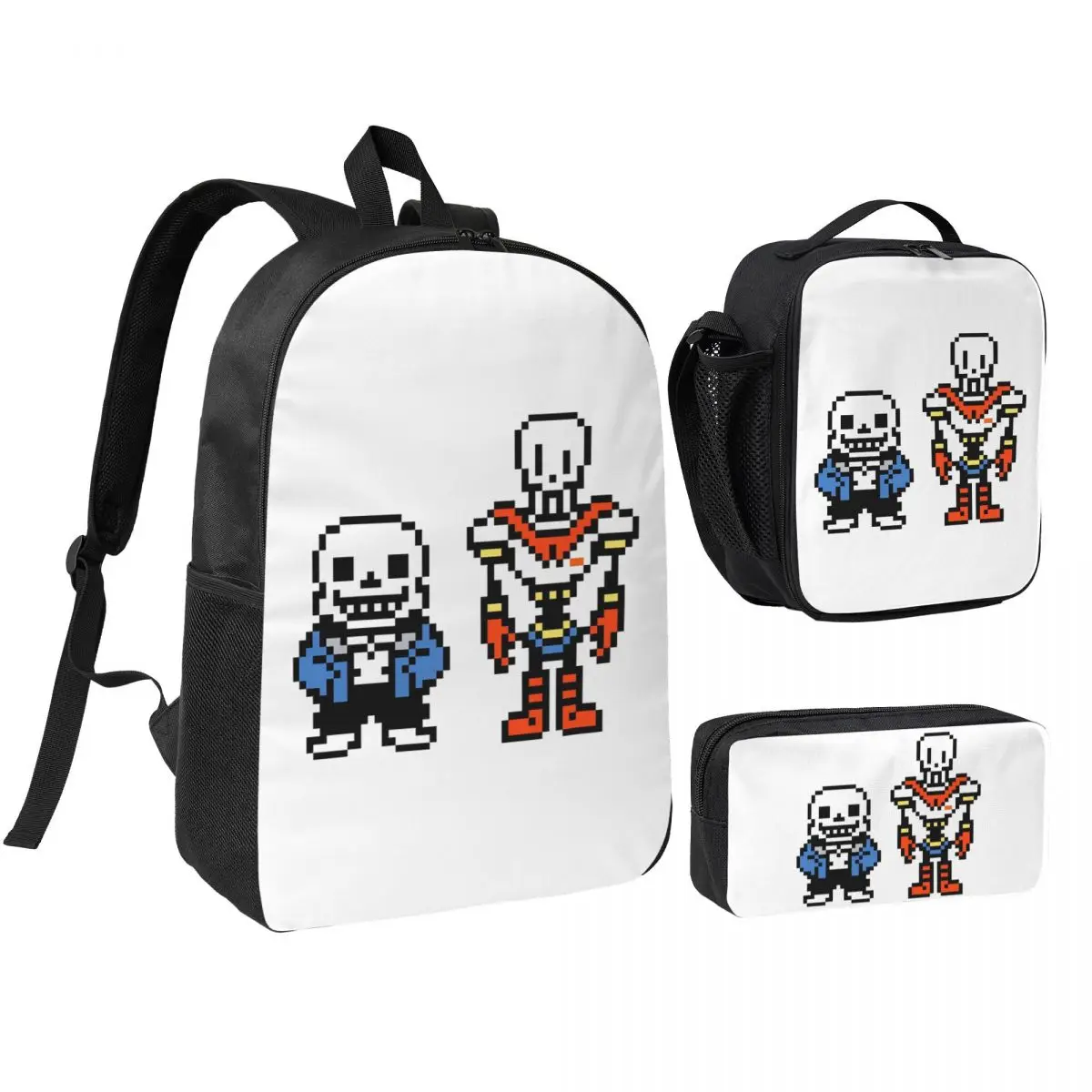 

Undertale Sans And Papyrus Backpack Boys Girls BookBag School Bag Shoulder Bags 3ps Insulated Lunch Bag Pencil Case