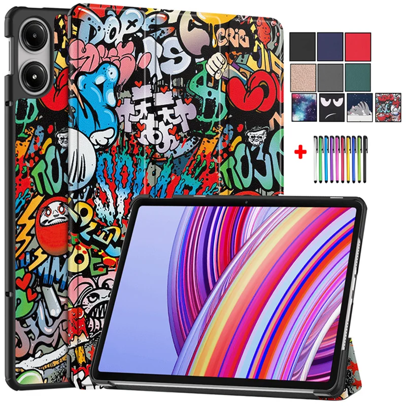 

Painted Smart Shell For Xiaomi Redmi Pad Pro 12.1 Case Coque Tablet PU PC Cover For Redmi Pad Pro Caqa 2024 12.1 Etui + Gift