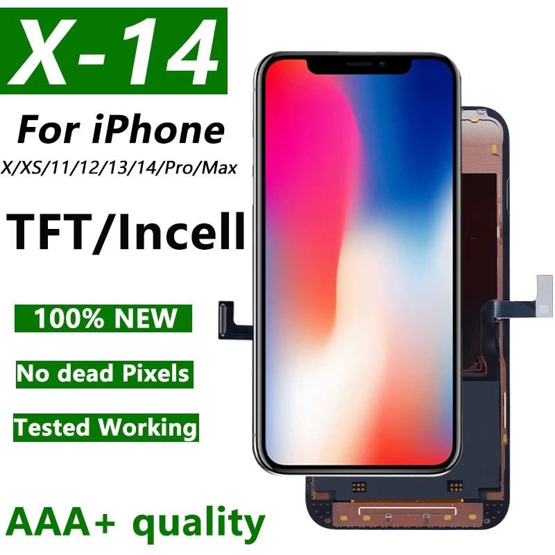 Tested TFT incell LCD For iphone XR XS 11 12 13 14 Pro Max Display 3D True Tone Touch Screen Digitizer Replacement Assembly