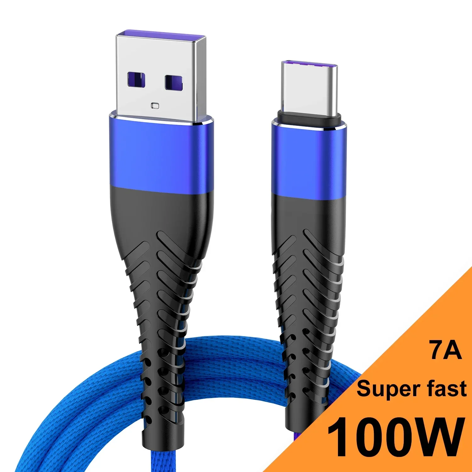 100W 7A 0,25M 1M 2M 3M Geflochtenes Datenkabel Typ C Schnellladekabel für iPhone Xiaomi Huawei Samsung USB Nylon-Geflechtdraht