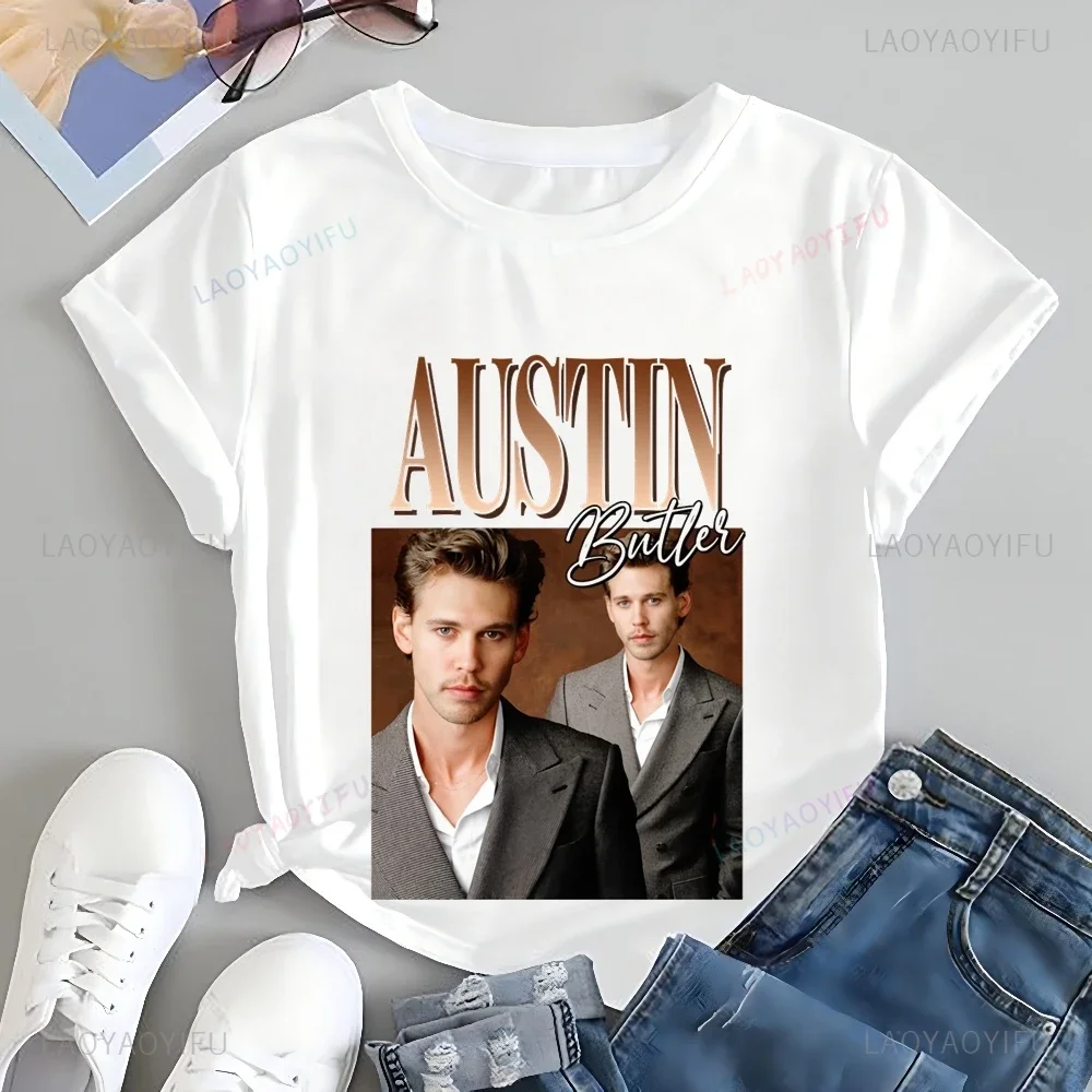 Austin Butler Camiseta Estampada Top Austin Butler Unisex Tendencia Harajuku Manga Corta Camisa Unisex Estampada Camiseta Grande