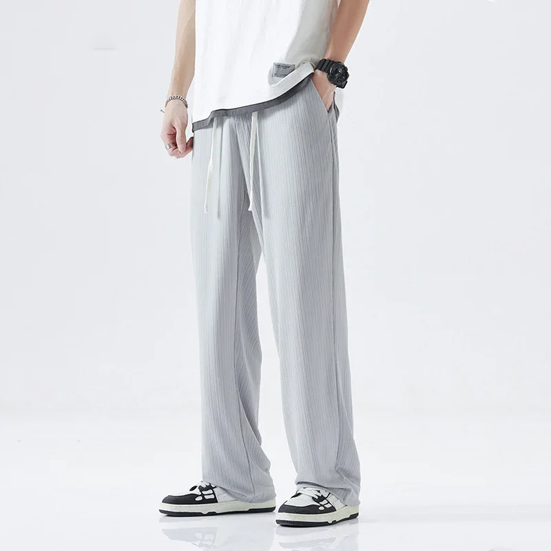 TFETTERS Brand Fashion Thin Casual Pants Man 2025 New Drawstring Mid Rise Cooling Mens Summer Trousers Japan Casual Men Clothes